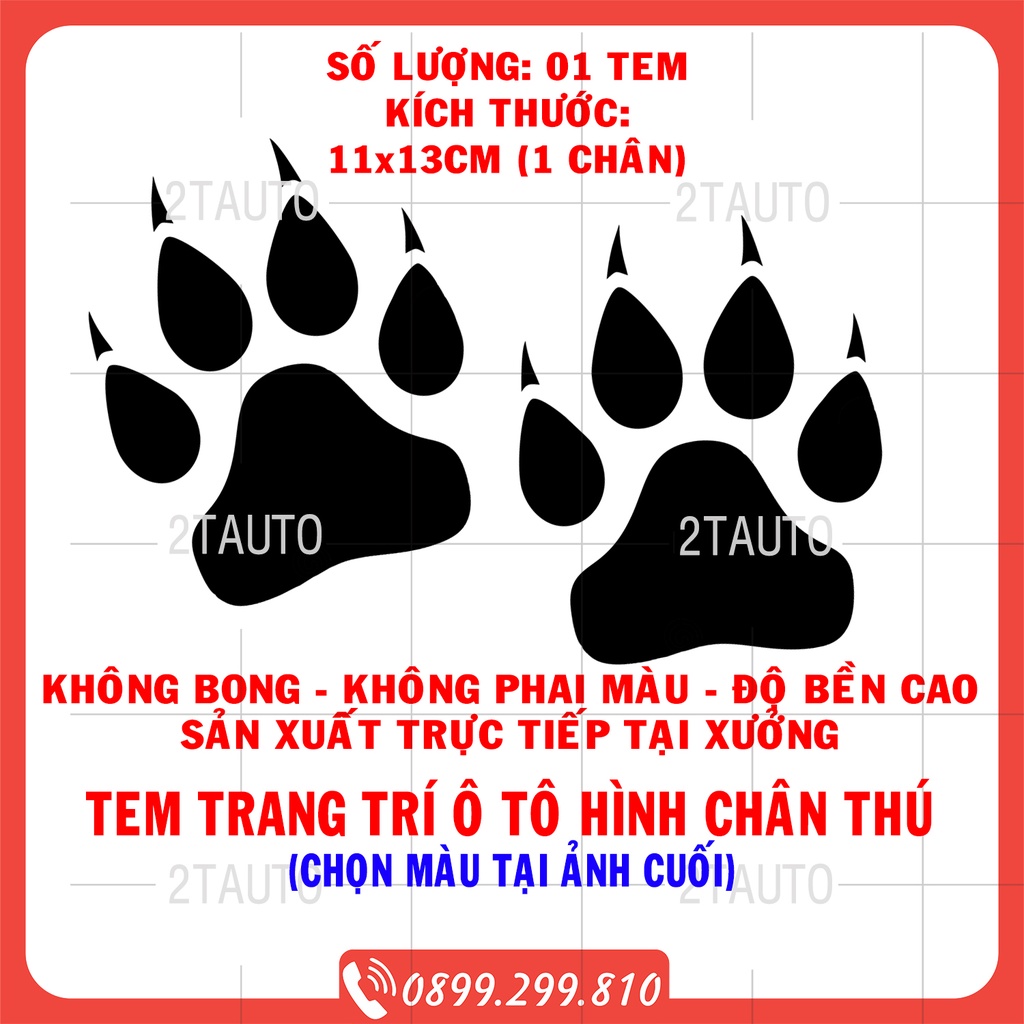 Sticker tem CHÂN CHÓ, logo tem CHÂN THÚ dán trang trí ô tô xe hơi xe máy chống nước,chống phai màu, mẫu đa dạng độc đáo