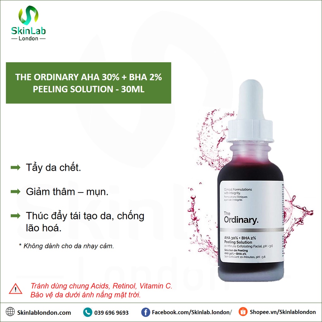 Tẩy da chết hoá học The Ordinary AHA 30% + BHA 2% Peeling Solution (Bill Anh) | BigBuy360 - bigbuy360.vn