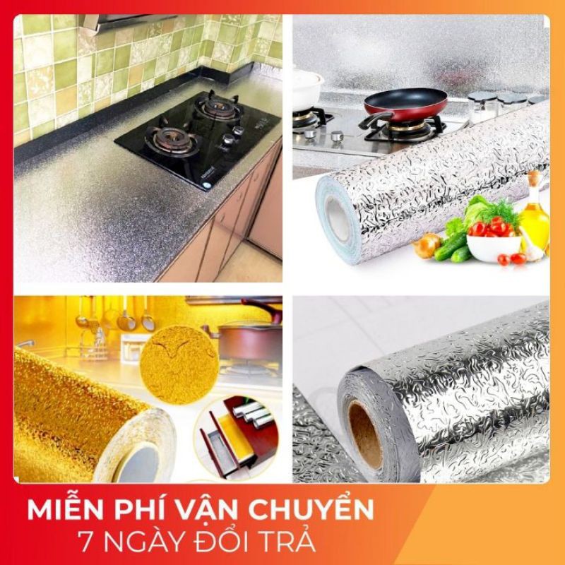 [Bếp sạch trắng sáng] Cuộn giấy dán bếp cách nhiệt màu bạc chống thấm kích thước 0.6x3m