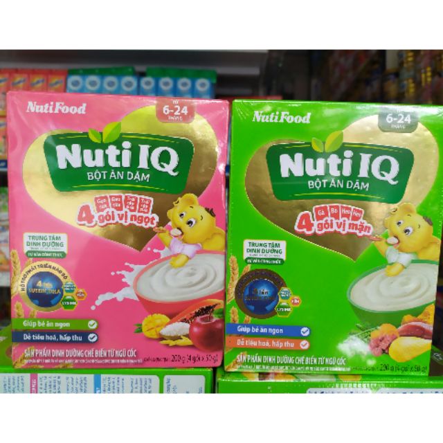 Bột ăn dặm Nuti IQ 4 vị mặn / 4 vị ngọt 200g