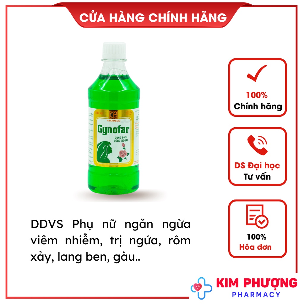 Dung dịch vệ sinh phụ nữ / Nước rửa phụ khoa Gynofar (PHARMEDIC)