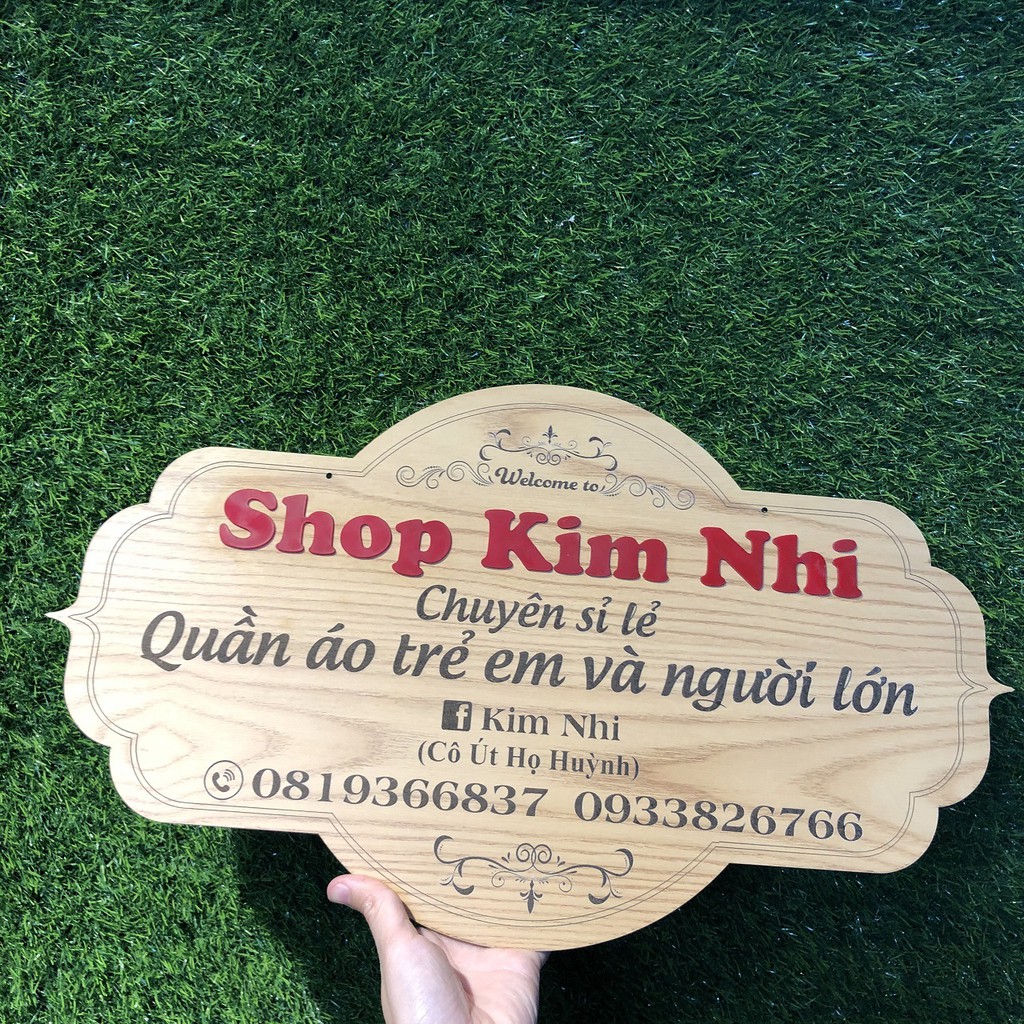 Bảng hiệu gỗ Decor shop - Bảng hiệu thiết kế mang tên shop của bạn - Kích thước 27x37cm