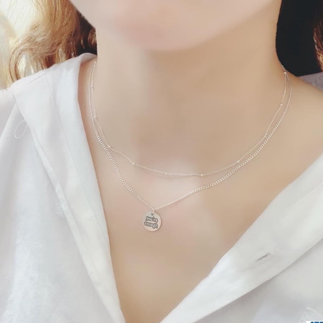 Dây chuyền đôi choker gắn thẻ tên bạc ta khắc theo yêu cầu
