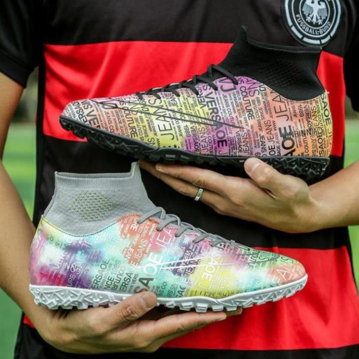1black/1white TF Futsal Shoes Giày đá bóng CR7 cổ cao dành cho sân cỏ nhân tạo 35-46 Plus Size Soccer Shoes *^ ^ * ((