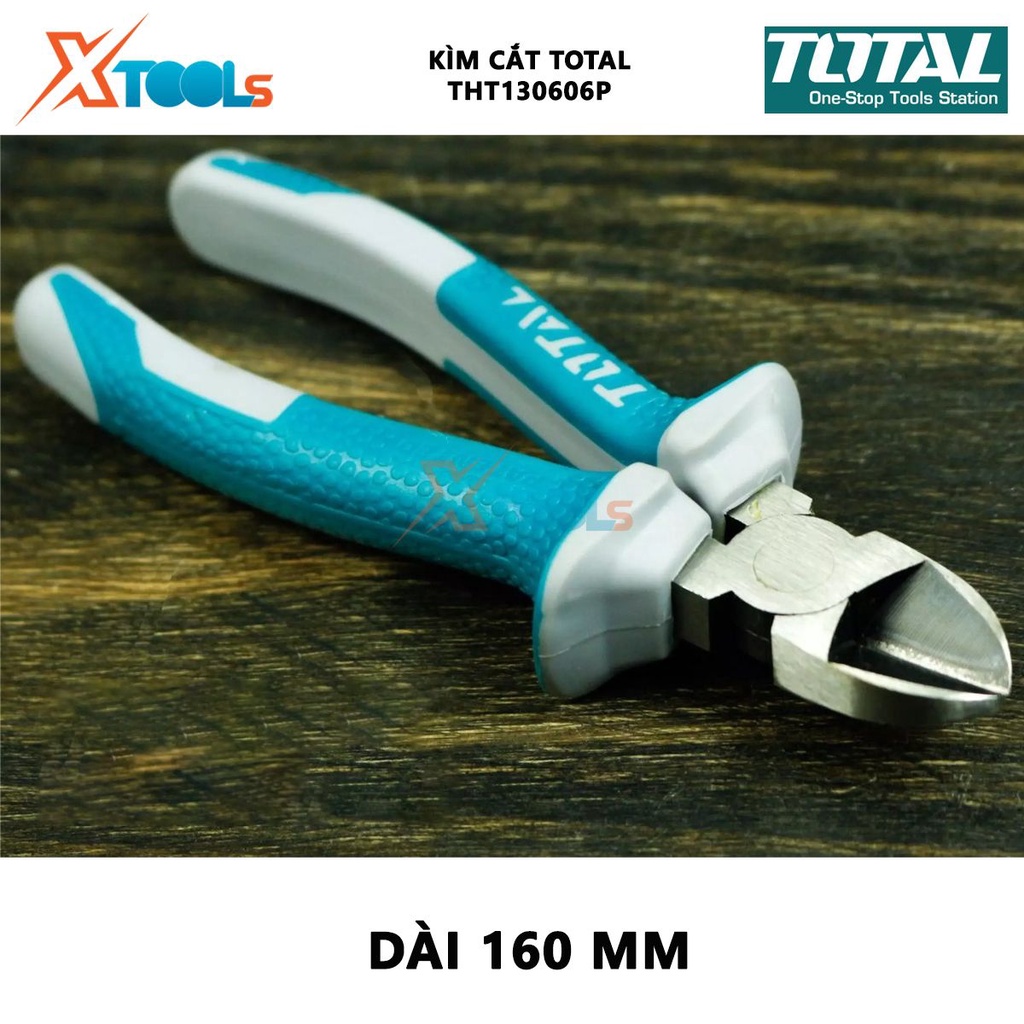 Kìm cắt dây điện TOTAL THT130606P Kìm tuốt dây điện Kích cỡ 6&quot;/160mm thép CR-V, tay cầm cách điện,bọc cao su chống trơn