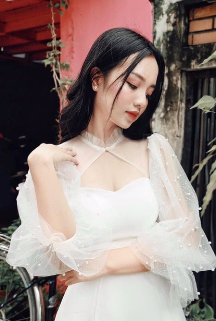 Đầm body umi phối lưới cổ tàu tay dài sexy sang chảnh