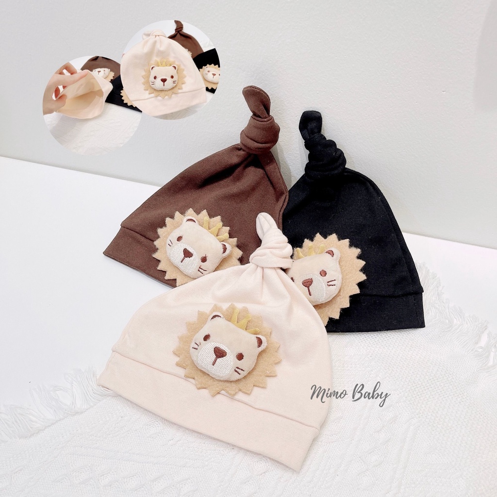 Mũ cotton thắt nút hình sư tử, hình hổ đáng yêu cho bé sơ sinh 5-9kg Mimo baby MD27