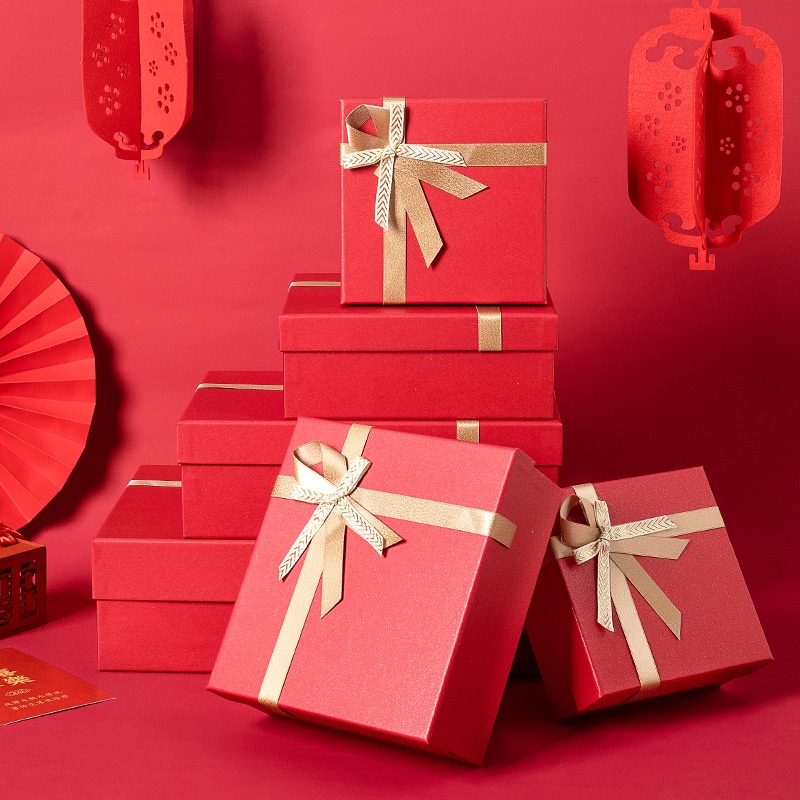 [Mã LIFE20KALL giảm 10% đơn 50K] Hộp quà tặng hộp quà tết hộp quà Noel Valentine hộp quà sinh nhật gắn nơ màu đỏ