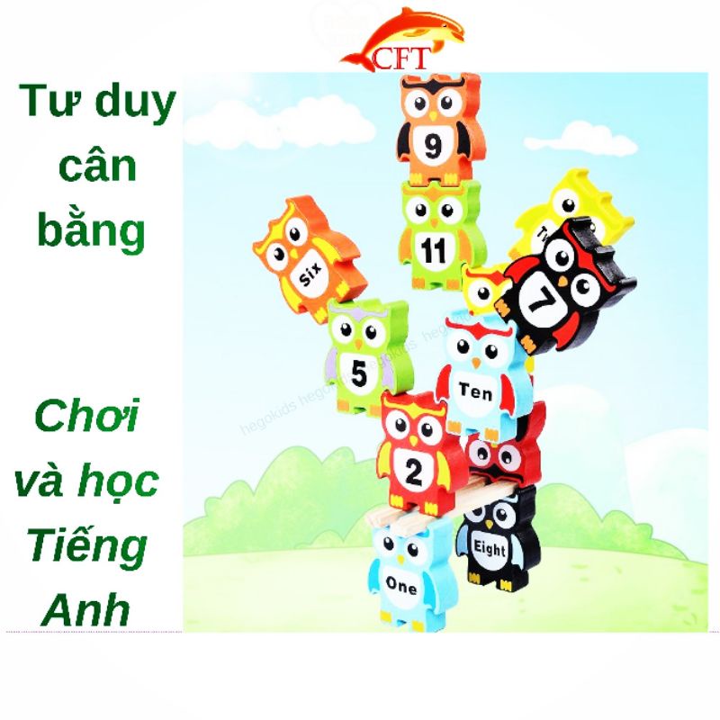Đồ chơi cân bằng bằng gỗ dày cho bé trên 18 tháng giúp sáng tạo kiên trì phát triển nhận thức về số màu sắc