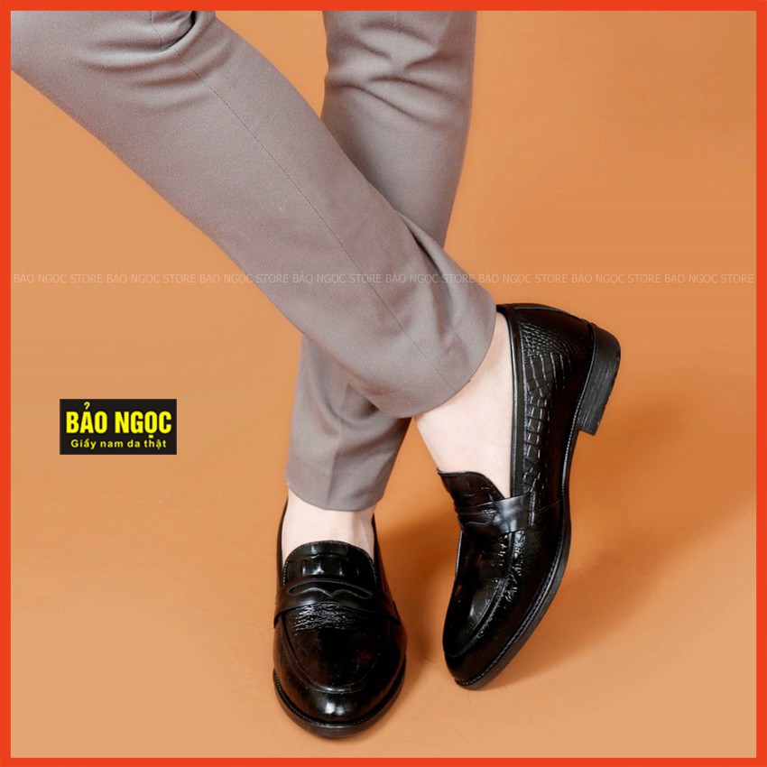 Giày tăng chiều cao nam 6,5cm BẢO NGỌC STORE ✅ Da bò tấm dập vân cá sấu sang trọng ✅ Mã TC11