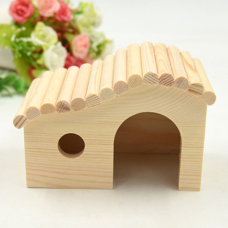 Ngôi Nhà Gỗ Đồ Chơi Cho Thú Cưng Thỏ Sóc Chuột Hamster