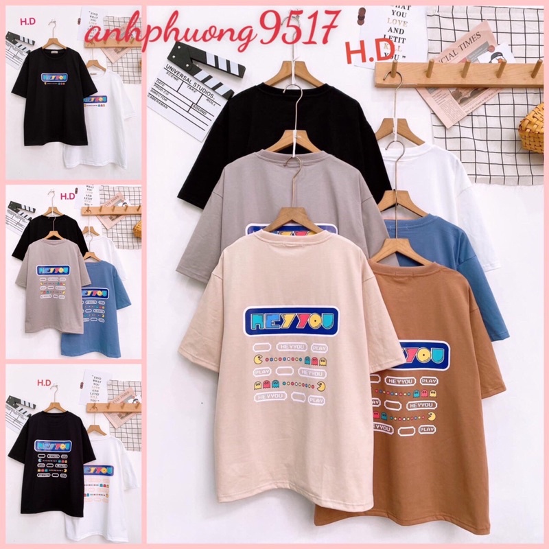 Áo thun Hey YouTay Lỡ Dáng Rộng Oversize Kute chất cotton mềm mịnPhong cách Thể thao