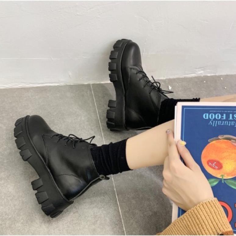 Giày Bốt Martin Gót Vuông boots phong ulzzang Cách Hàn Quốc Cho Nữ