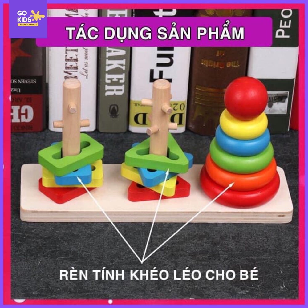 [VIDEO TỰ QUAY] Bộ tháp màu luyện cơ tay phương pháp Montessori giáo dục trẻ 2-5 tuổi