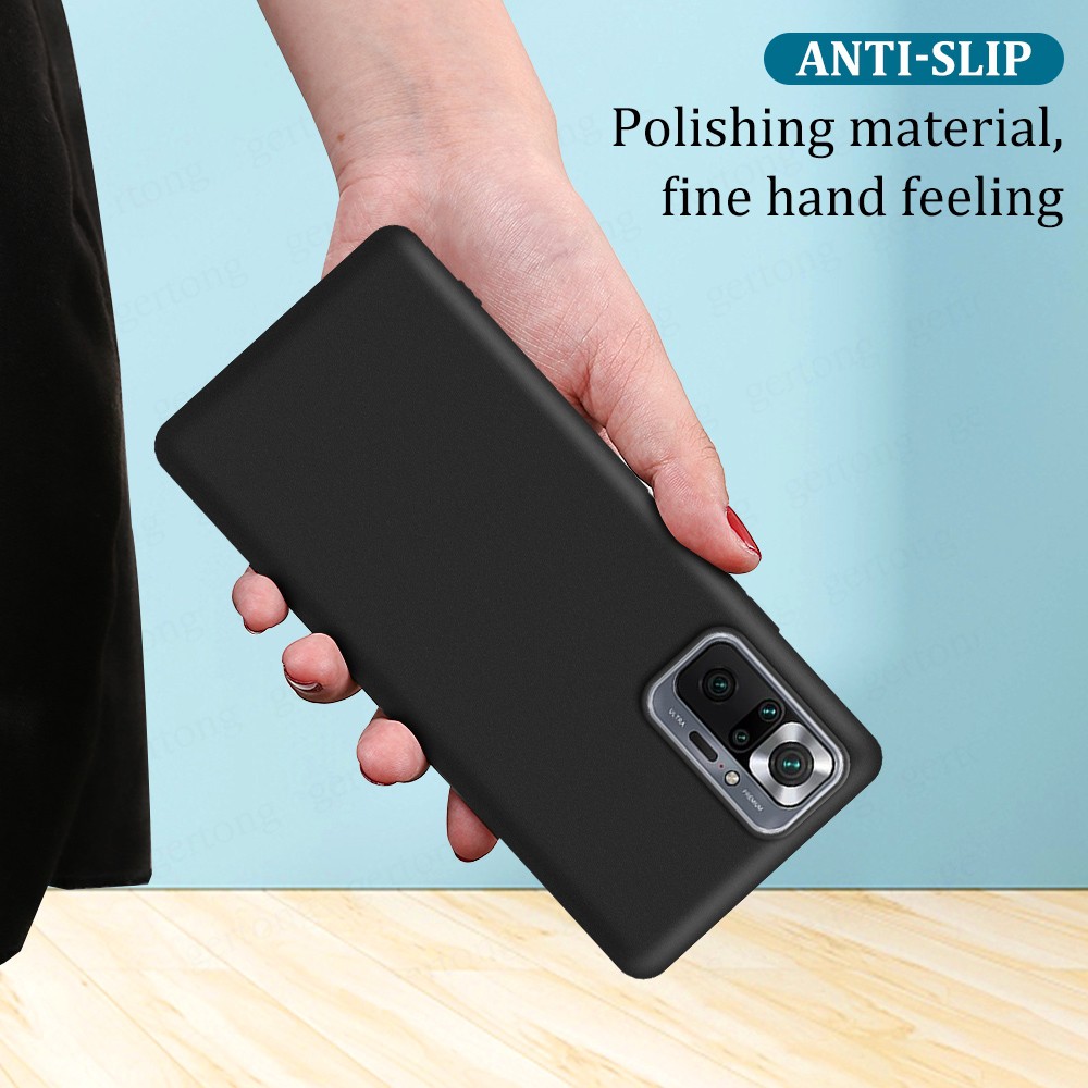 Ốp điện thoại silicon TPU mềm màu đen trơn thiết kế mỏng nhẹ cho Redmi Note 10 9T 9 Pro 9S