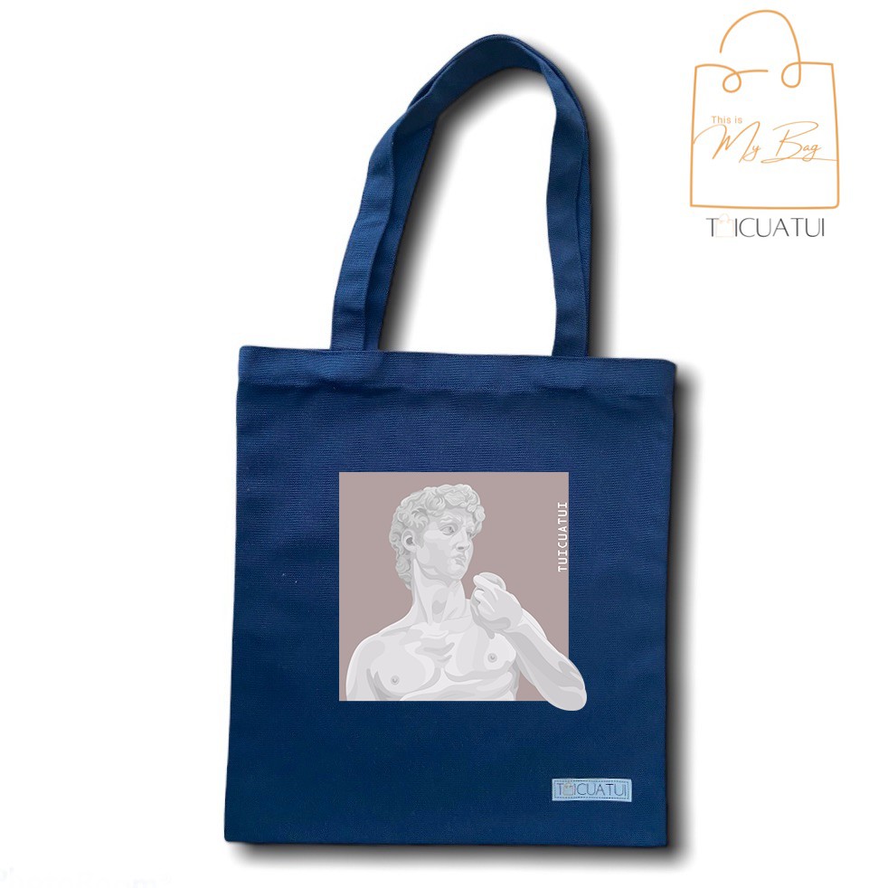 [TOTE BAG LOCAL BRAND] Túi Tote Unisex TUICUATUI Vải Canvas Mẫu In Statue of David Pink