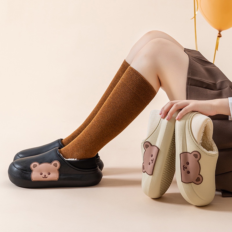 Tikp Dép Bông Nữ Giữ Ấm Chống Trượt Không Thấm Nước 3 Màu Size 36-45