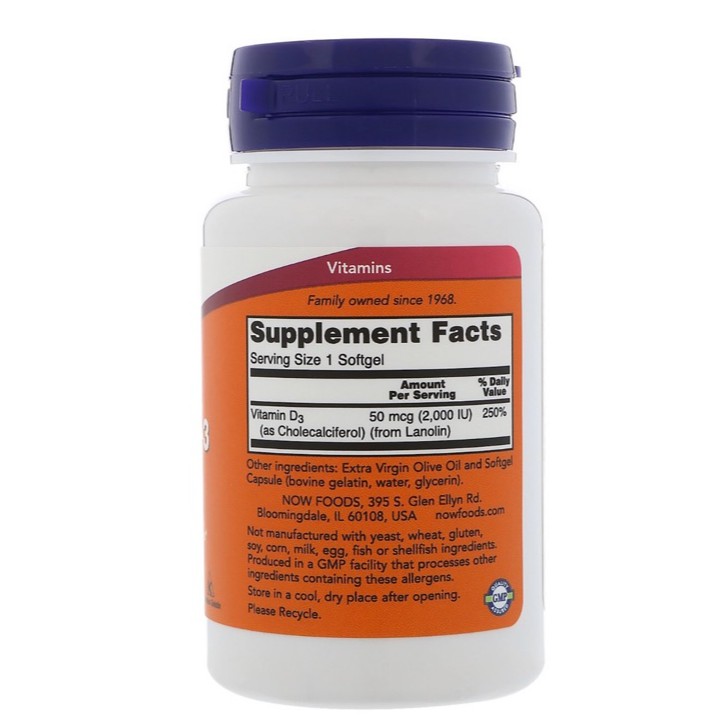 VITAMIN D3 2000IU | Viên Uống Bổ Sung Vitamin Now D3 2,000IU [120 và 240 Viên] - Chính Hãng Shape Store | Thế Giới Skin Care