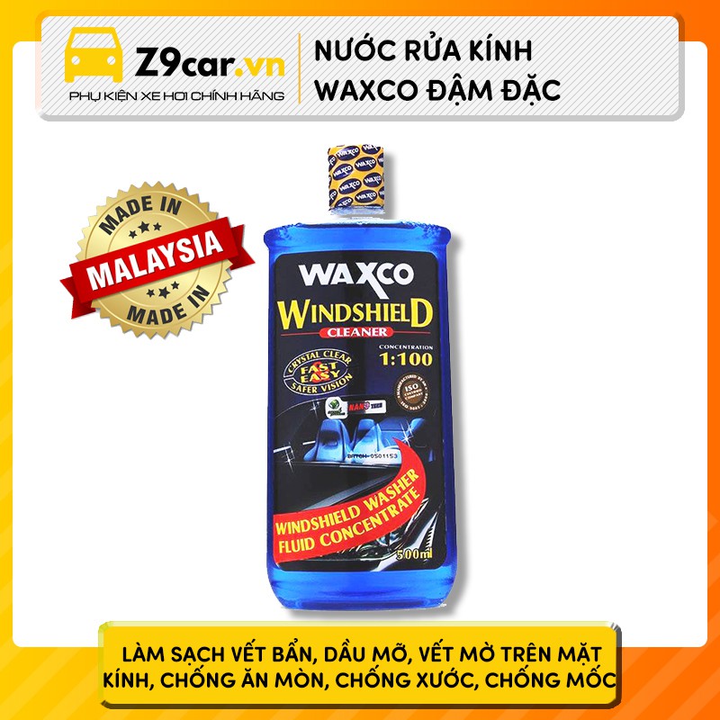 Nước rửa kính ô tô Waxco đậm đặc siêu tiết kiệm Made in Malaysia 500mll