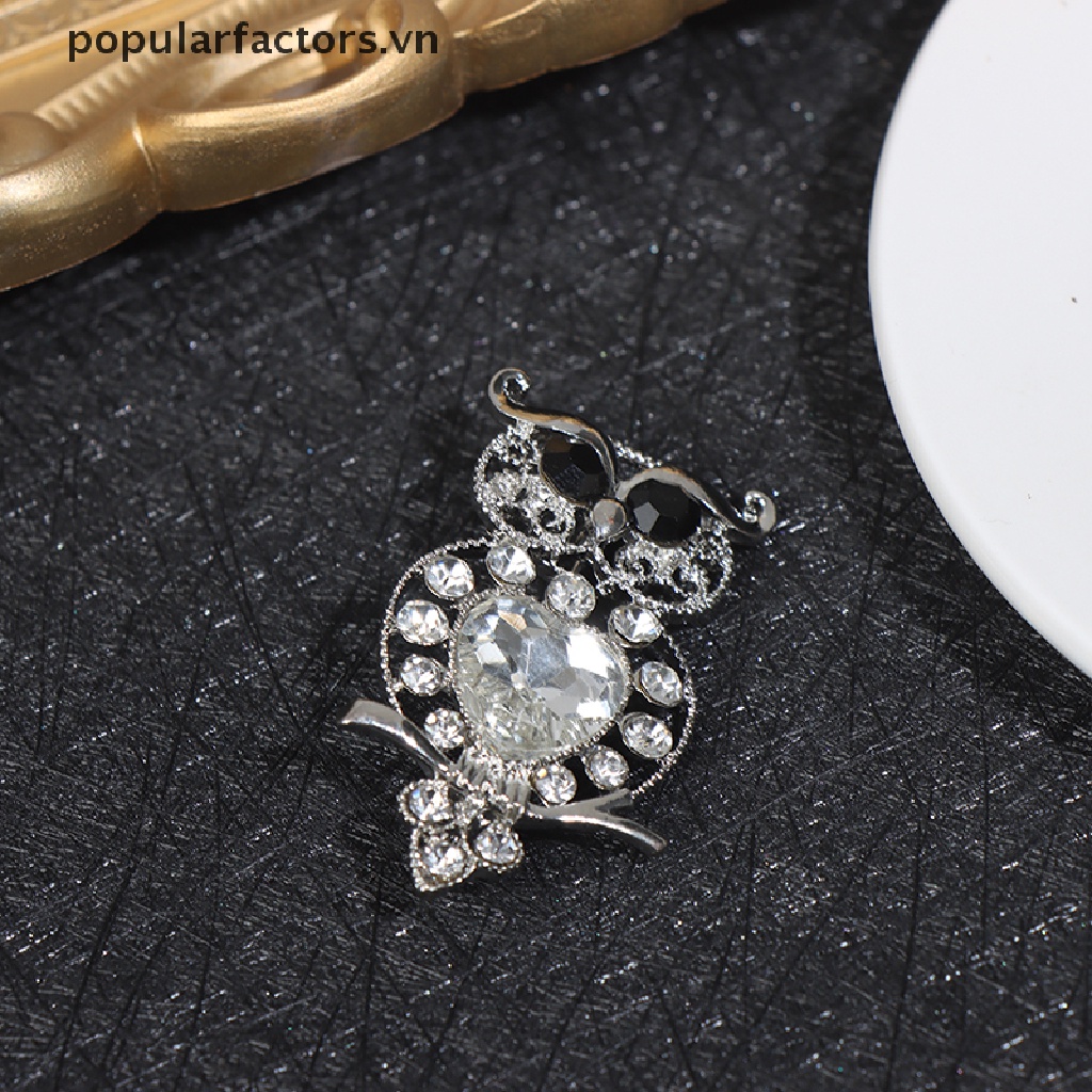 Ghim cài áo hình cú mèo đính đá sang trọng thời trang