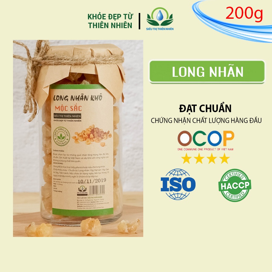 Trà long nhãn sấy khô mộc sắc lọ thủy tinh, long nhãn sấy lạnh của siêu thị thiên nhiên