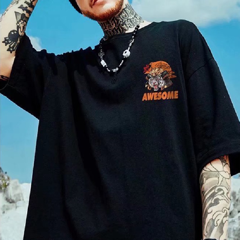 Áo Thun Tay Ngắn Dáng Rộng In Họa Tiết Hoạt Hình Phong Cách Hàn Quốc Thời Trang Mùa Hè Cho Nam Và Nữ Size M-8XL