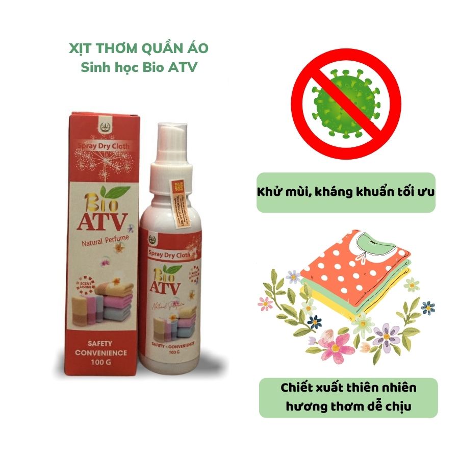 Xịt Thơm Quần Áo Sinh Học Bio ATV, Xả Vải Khô Sinh Học - Hương Comfort 100ml