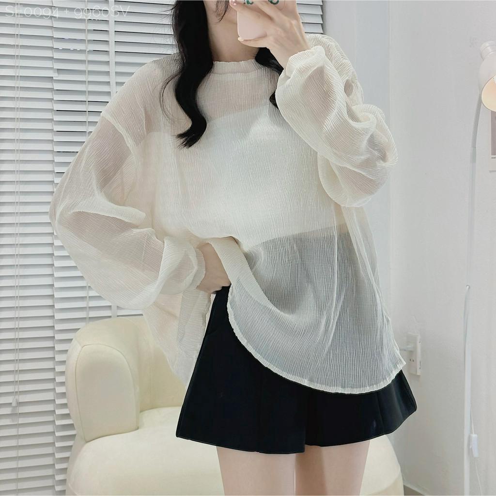 [SE0094] Set áo tơ mỏng sóng nhăn kèm quây form rộng (Ảnh thật/ có sẵn)