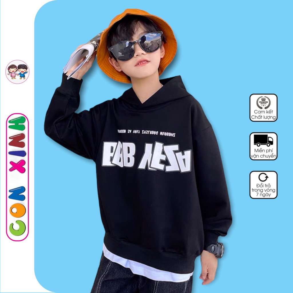 Áo khoác nỉ hoodie bé trai Con Xinh hình in AZFY,thời trang thu đông dành cho trẻ em từ 4 đến 10 tuổi