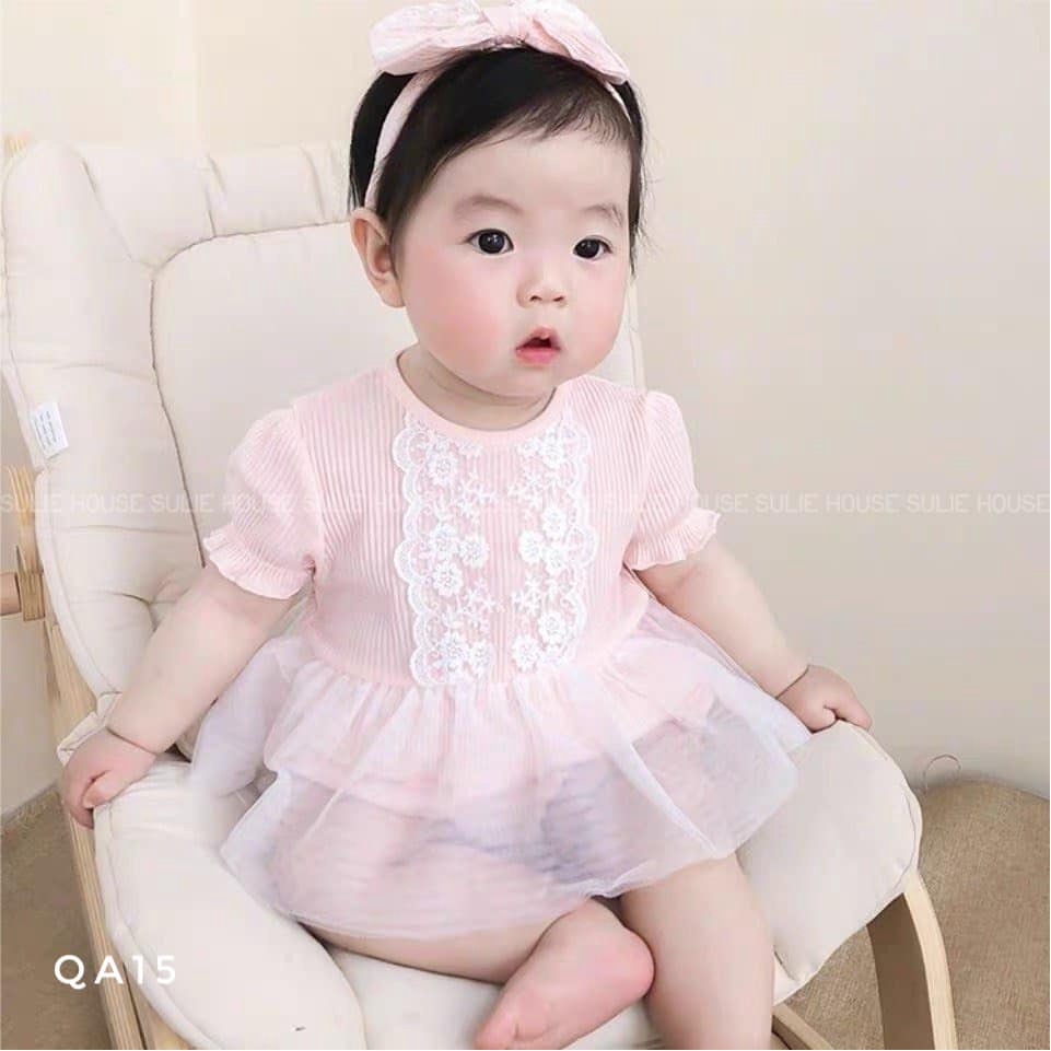 Bộ body ren kèm băng đô cho bé - QA15