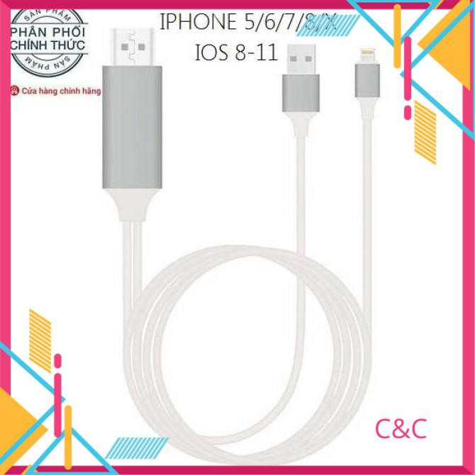 Cáp HDMI cho Iphone 5/6/7/8/X và Ipad dài 2M IOS 8-13 mới nhất 2021 - CẮM LÀ CHẠY