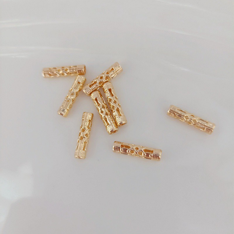 [Little Blu] Bộ 10 Hạt Đồng 14K Màu Sắc Rỗng Dùng Làm Đồ Trang Sức diy