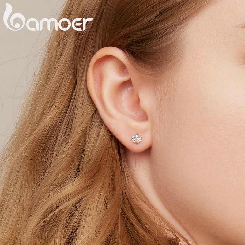 Bông tai BAMOER xi bạc 925 đính đá zircon sang trọng