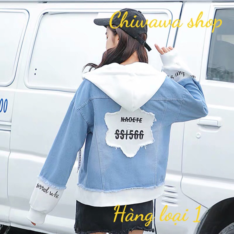 Áo khoác jean nam nữ có mũ form rộng ngôi sao Star tinh tú loại 1 CHI42
