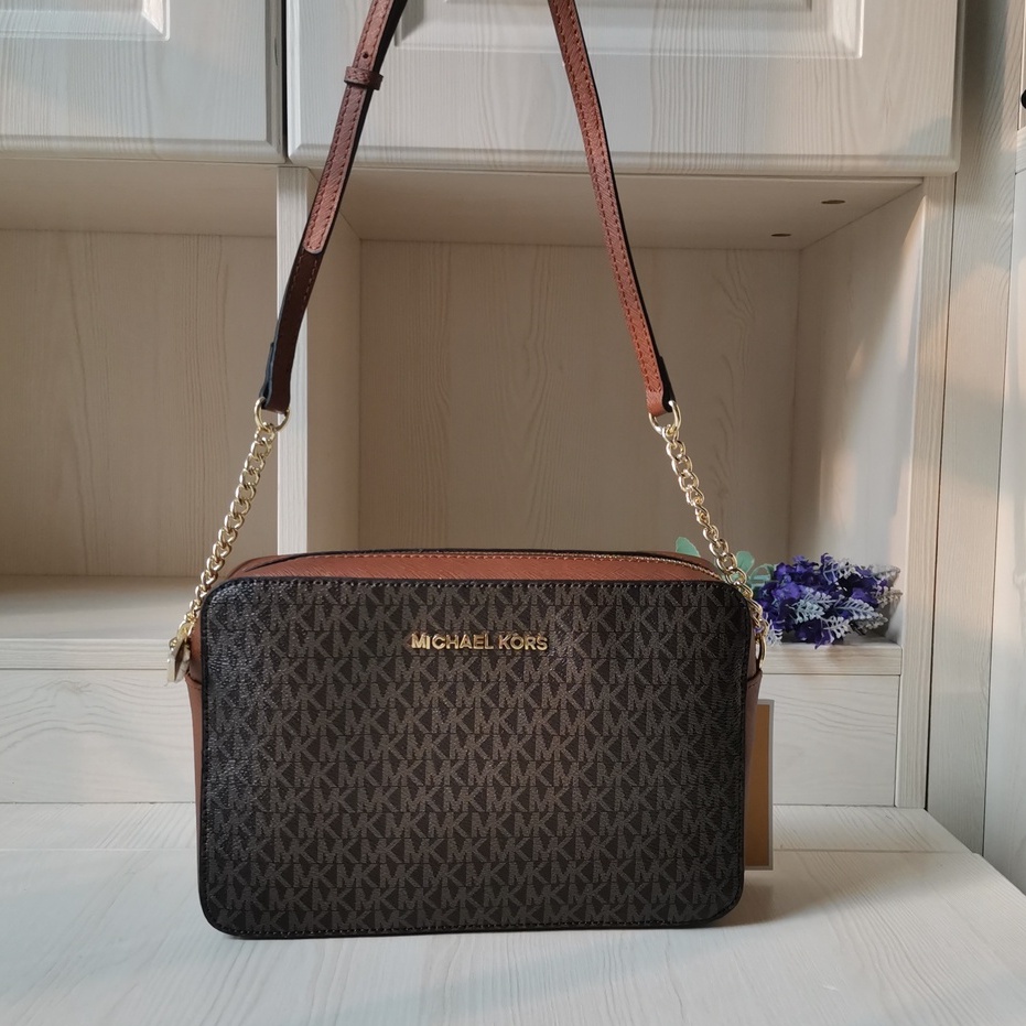 Michael Kors Michael Kors Thư Nhỏ Vuông Túi Máy Ảnh Túi Xách M.k Đơn Vai Túi Cổ Điển PVC in Nghiêng Túi Xách Thời Trang