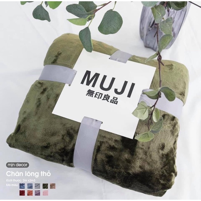 Chăn Muji 1,8kg hàng chính hãng lông mềm mịn mượt ấm áp 2m3x2m