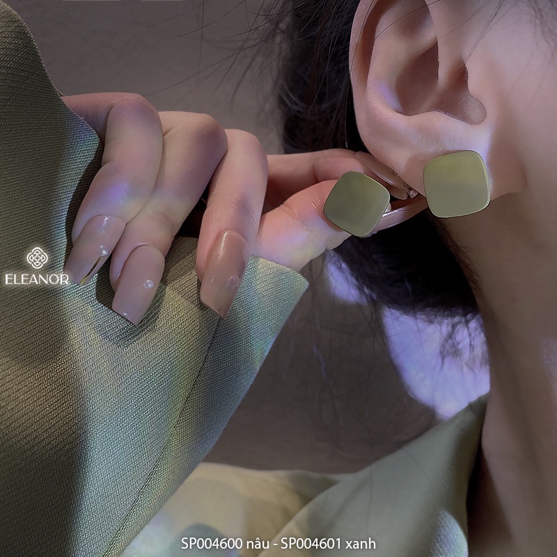 Bông tai nữ chuôi bạc 925 Eleanor Accessories hình vuông màu sắc trẻ trung phụ kiện trang sức Hàn Quốc dễ thương
