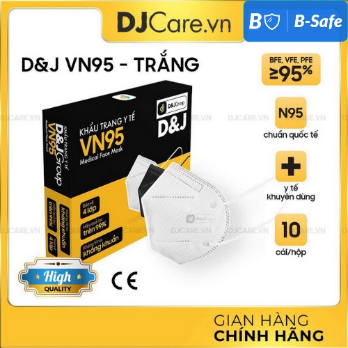 Khẩu trang N95 VN95 D&amp;J (10 cái/ hộp) HÀNG CAO CẤP FAMAPRO - BẢO VỆ HÔ HẤP - DJ - D&amp;J CARE