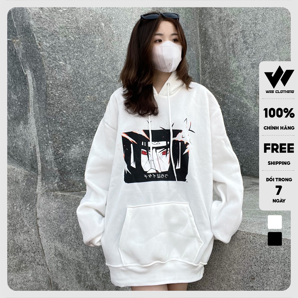Áo hoodie unisex WIIS form rộng nỉ nam nữ ITACHI HD20 thời trang thu đông oversize
