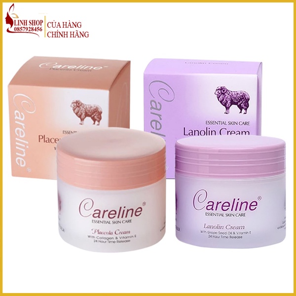 Kem dưỡng ẩm mỡ cừu (tím), nhau thai cừu (cam) Careline Lanolin/Placenta Cream, Úc (100ml) cho mọi lứa tuổi
