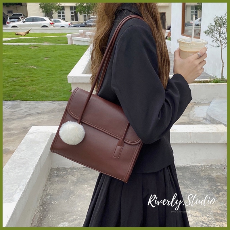 (Có sẵn Be,Nâu) Túi vintage da mềm form dây quai cao phù hợp đi học đi làm lịch sự phong cách Hàn quốc