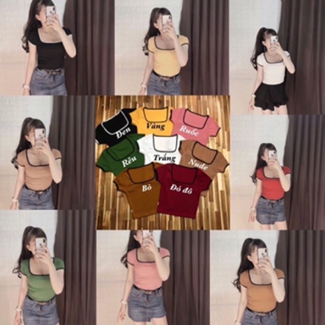 Áo croptop viền cổ vuông (CH)..