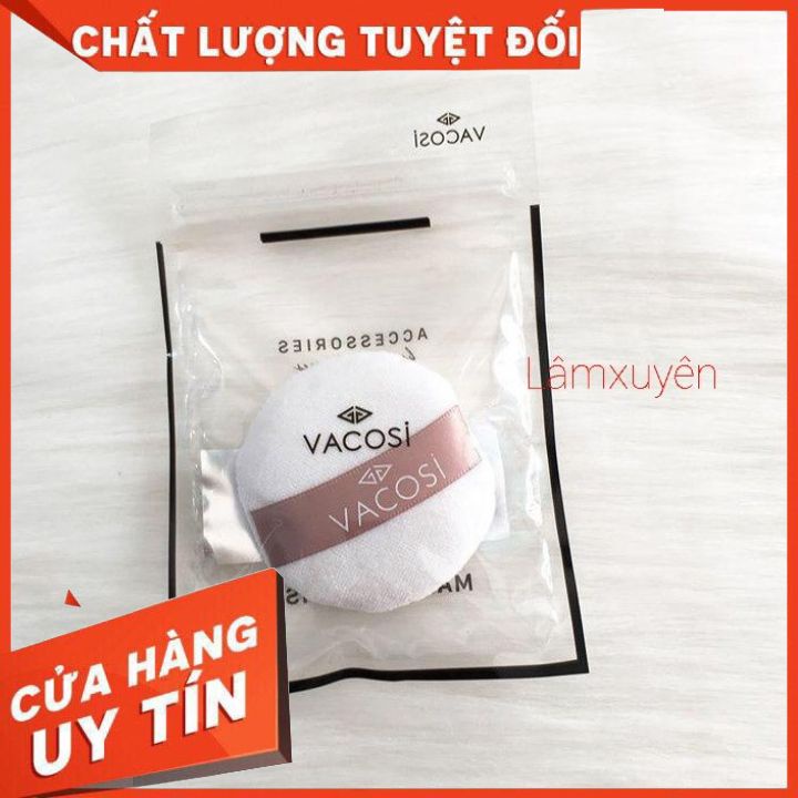 VACOSI MEDIUM WHITE ROUNG PUFF BP20_Bông phấn cotton khô tròn trung ( bịch 1 miếng)  bông phấn mềm mịn, dễ tán