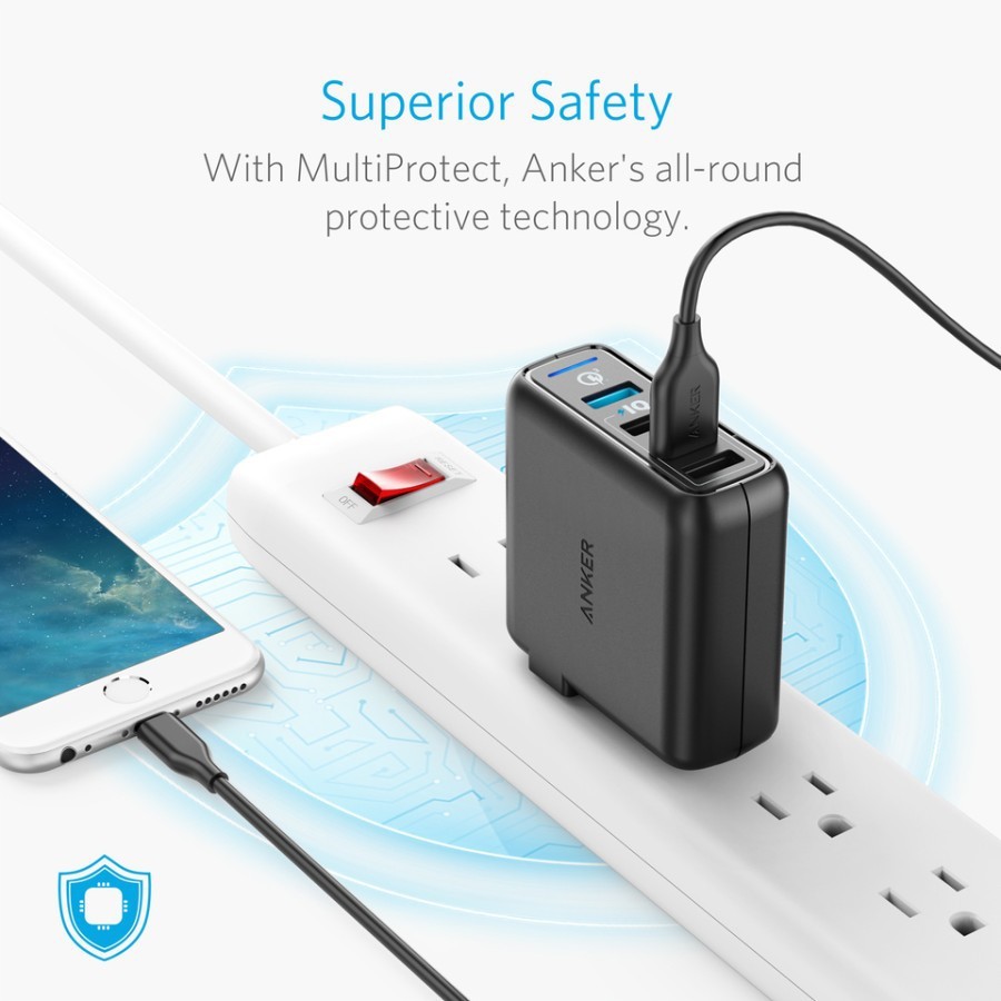 Anker Củ Sạc 4 Cổng Gắn Tường Màu Đen A2040