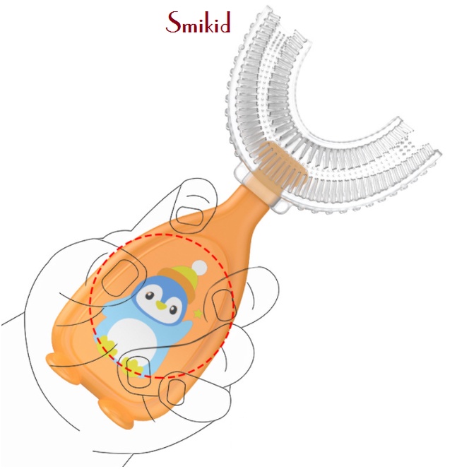 Bàn chải đánh răng cho bé chữ U bằng silicon mềm mại cho bé từ 2 đến 12 tuổi hình chim cánh cụt