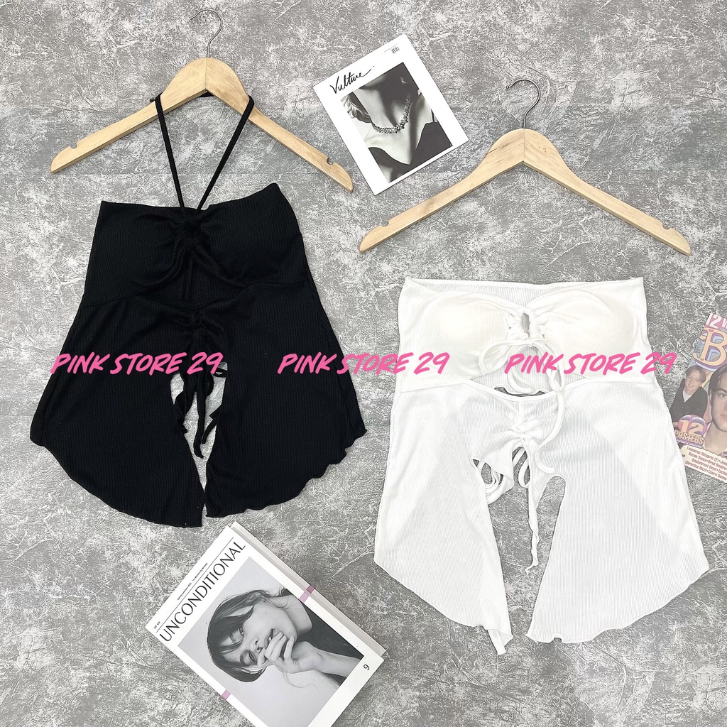 Áo croptop body cổ dây PINKSTORE29, áo kiểu hở lưng khoét ngực siêu TÁO BẠO A5355