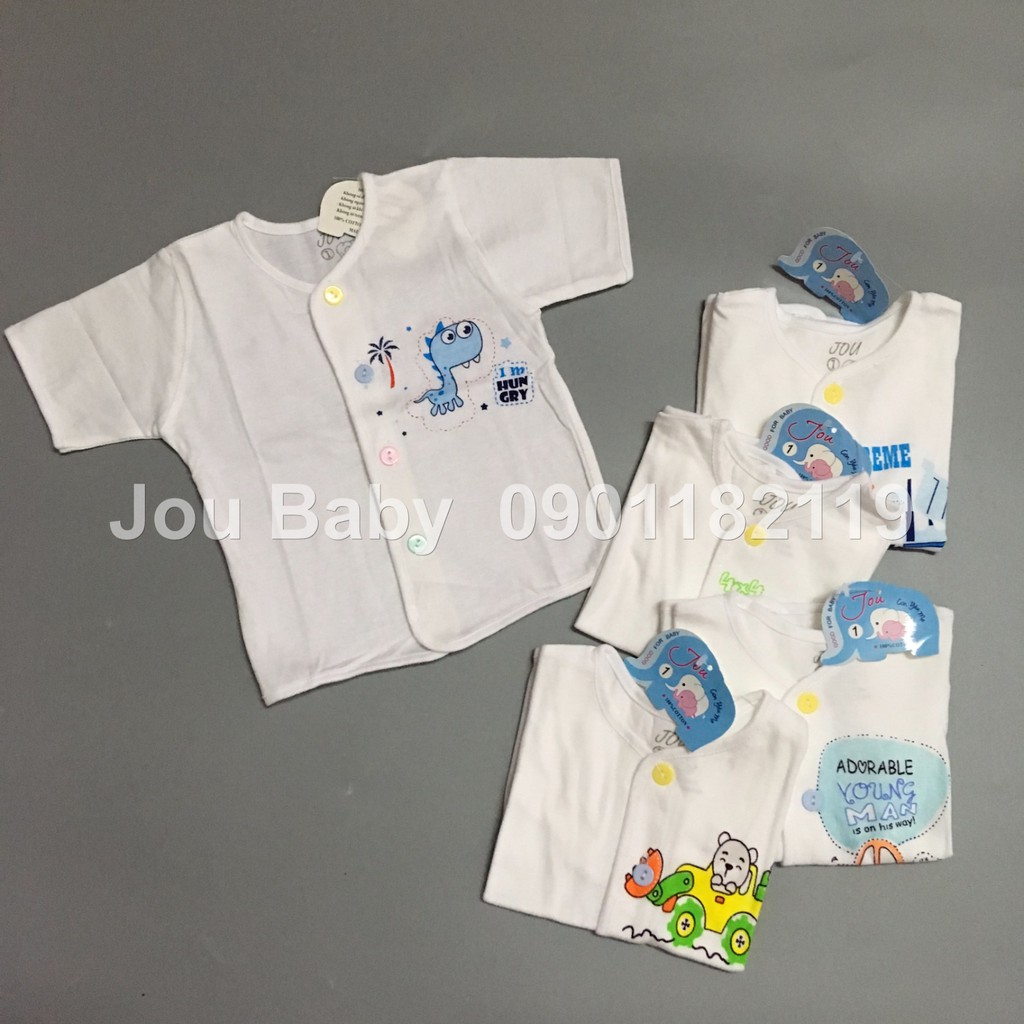 Combo 2 áo tim trắng tay ngắn Jou Chính Hãng vải cotton 100% cao cấp