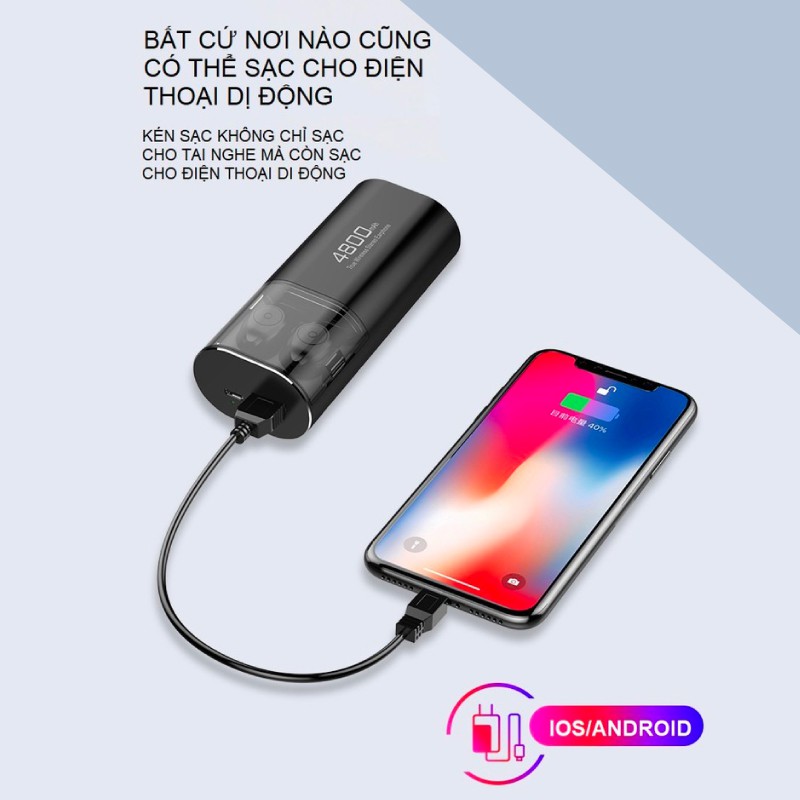 Tai nghe không dây bluetooth 5.0 S11 TWS kiêm sạc dự phòng 4800mAH, chống nước IPX7, bảo hành 3 tháng