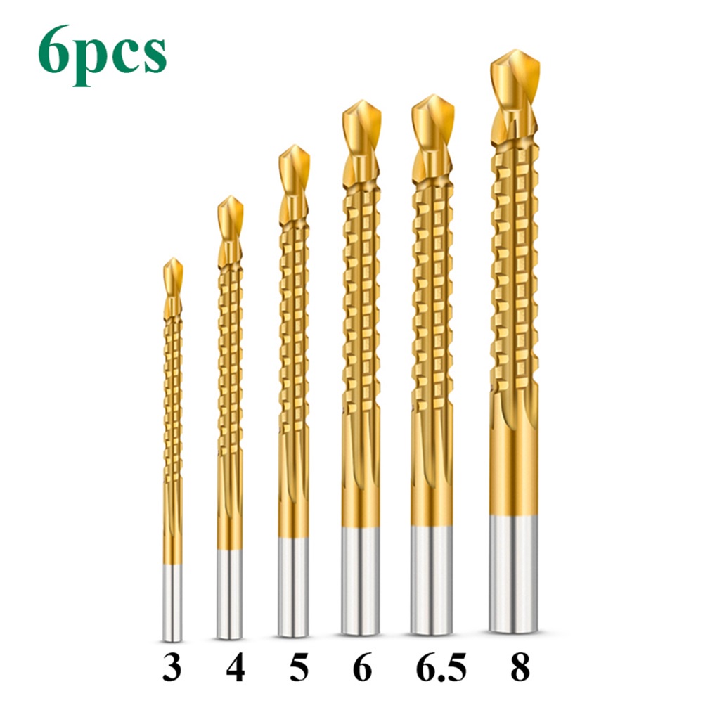 Bộ 6 mũi khoan xoắn ốc DIYMORE 3~8mm dùng cho máy khoan gỗ diy