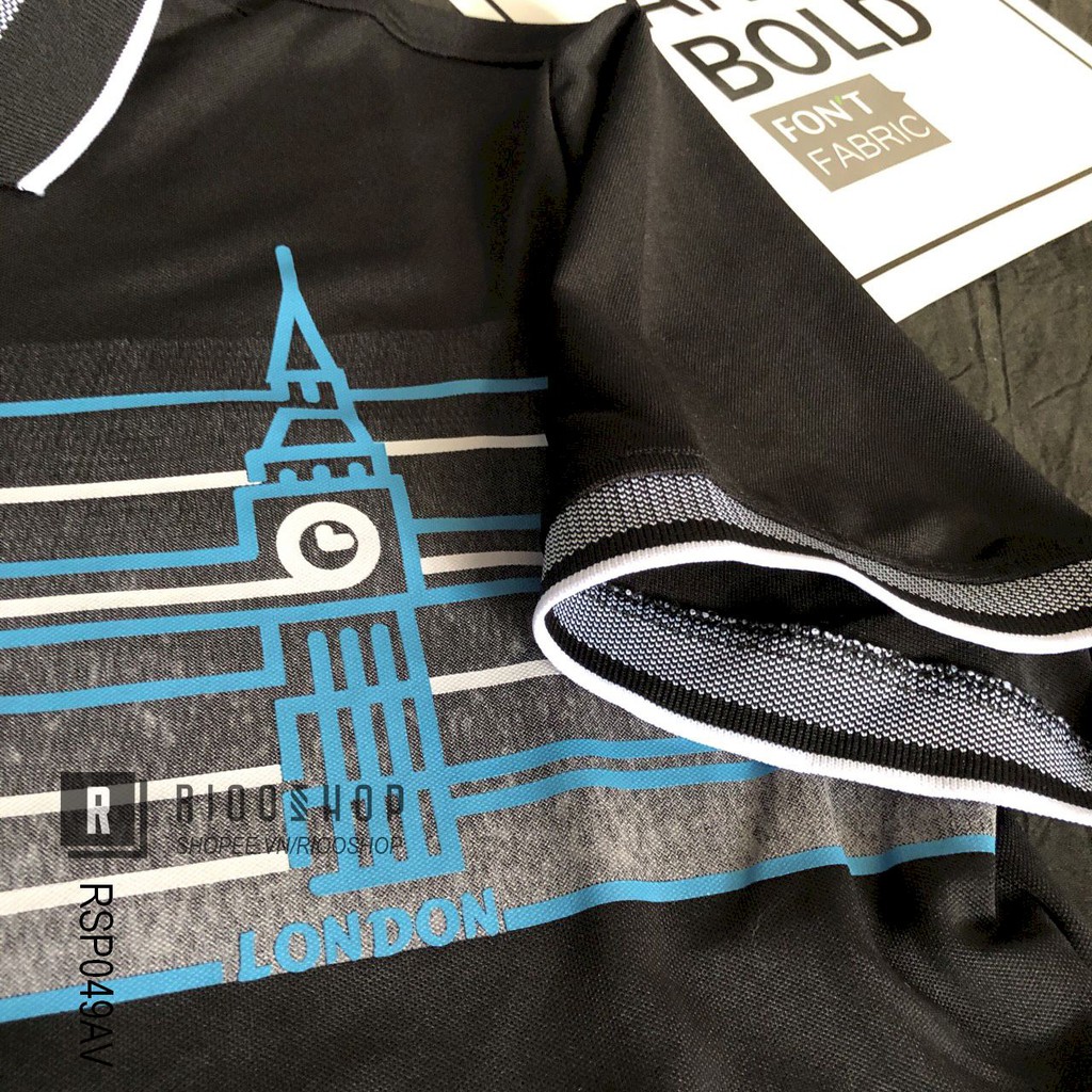 Áo polo nam form rộng tay ngắn cực đẹp họa tiết hình tháp RSP049AV - áo có cổ nam Riooshop | BigBuy360 - bigbuy360.vn